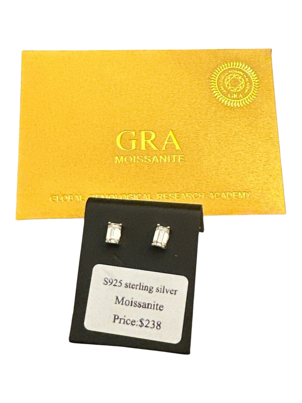 Emerald-Cut Stud Earrings in White Sterling Silver
